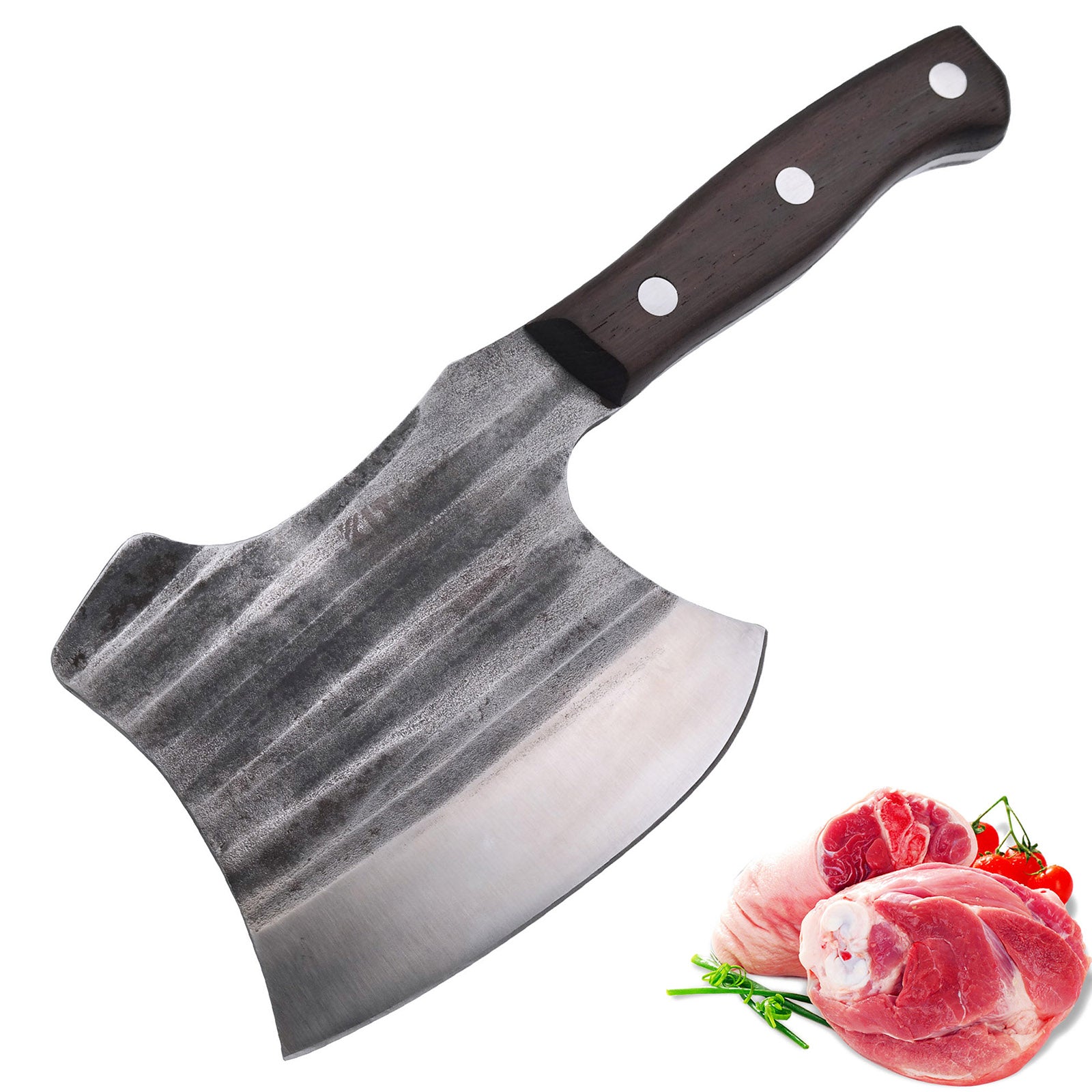 Kegani Meat Cleaver Knife - Heavy Duty Bone Chopper - 1.4 Lbs Butcher Knife  Bone