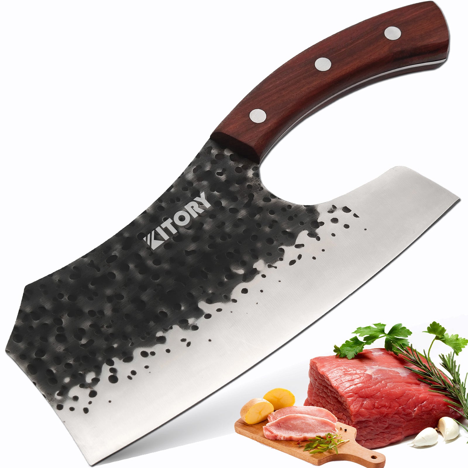 Kitory Cleaver Knife 8'' Chinese Chef's Vegetable Knives Kitchen Knife for  Vegetable and Soft Meat, German Steel Chopping Knife, Sharp Anti-rust