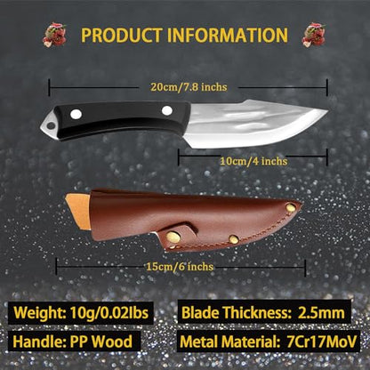 Kitory Chef Knife with Leather Sheath, High Carbon Steel