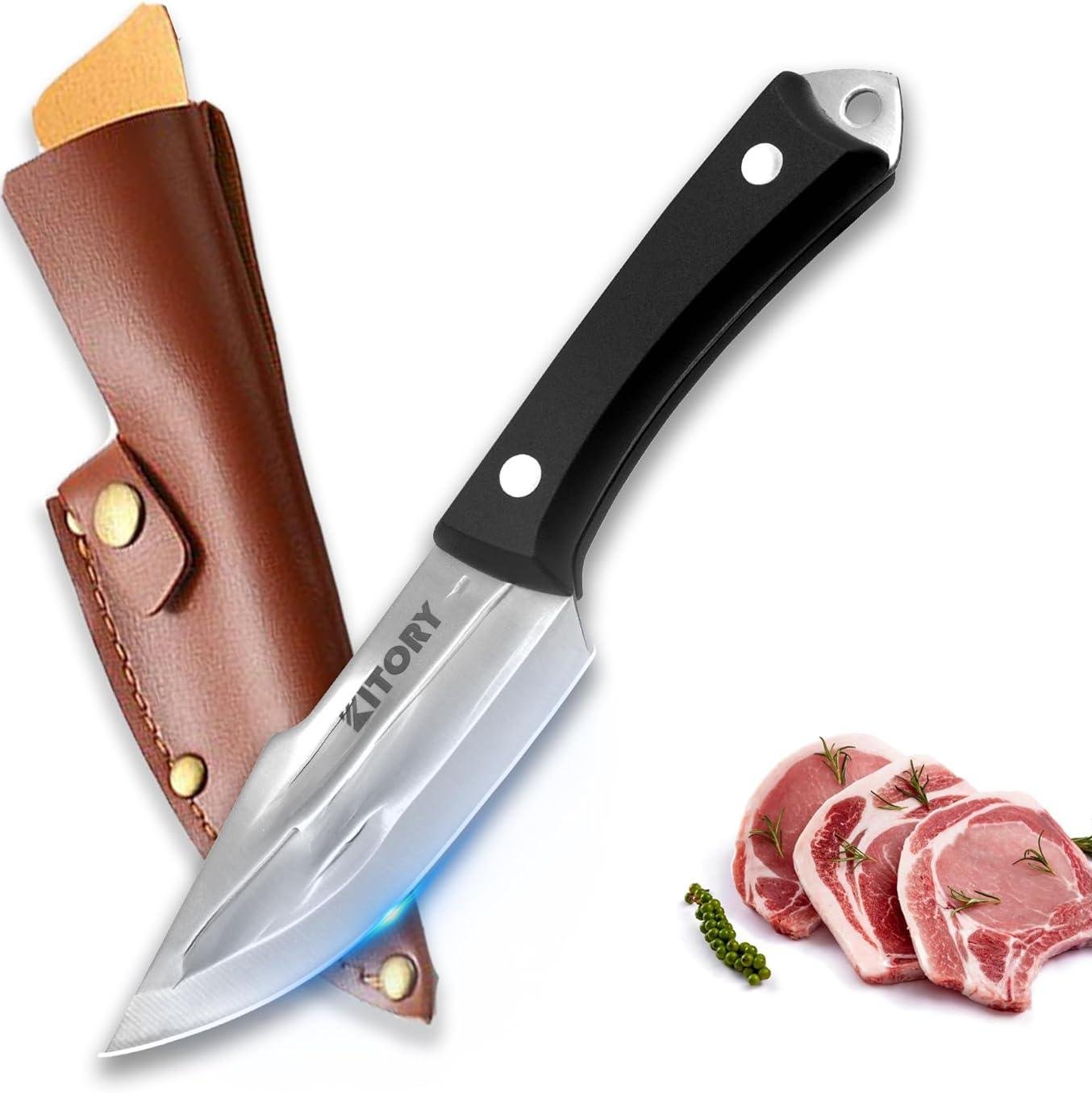 Kitory Chef Knife with Leather Sheath, High Carbon Steel - KITORY Cutlery