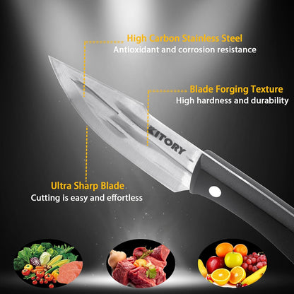 Kitory Chef Knife with Leather Sheath, High Carbon Steel - KITORY Cutlery