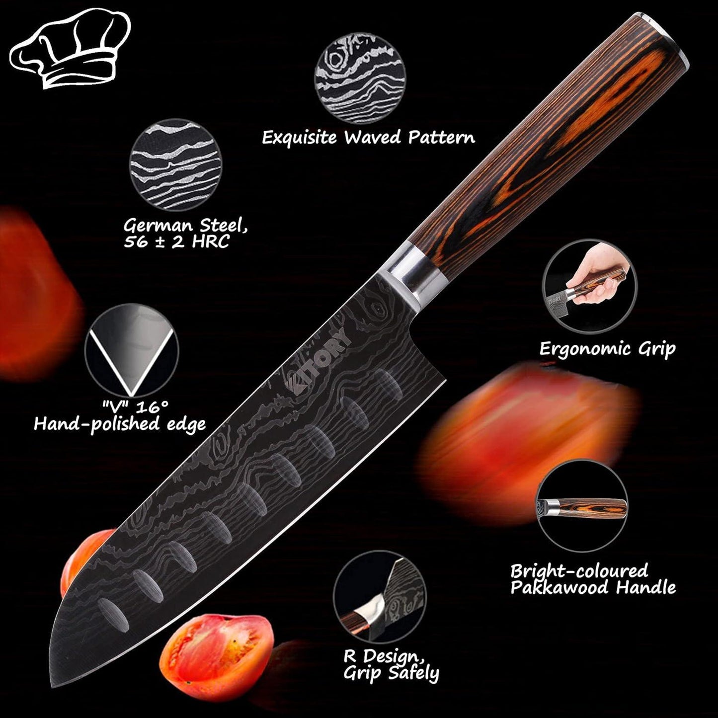 Kitory 7'' Japanese Santoku Knife - KITORY Cutlery