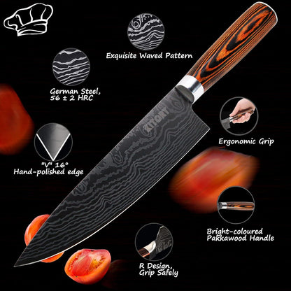 Kitory 8'' Chef Knife with Sheath, German High Carbon Stainless Steel - KITORY Cutlery