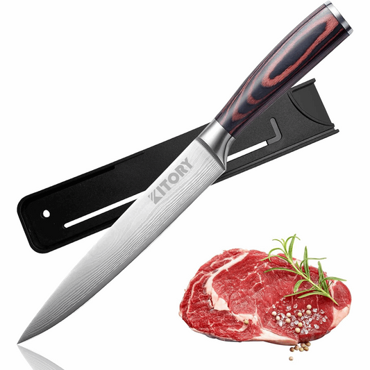 Kitory 8'' High Carbon Steel Carving Knife with Sheath