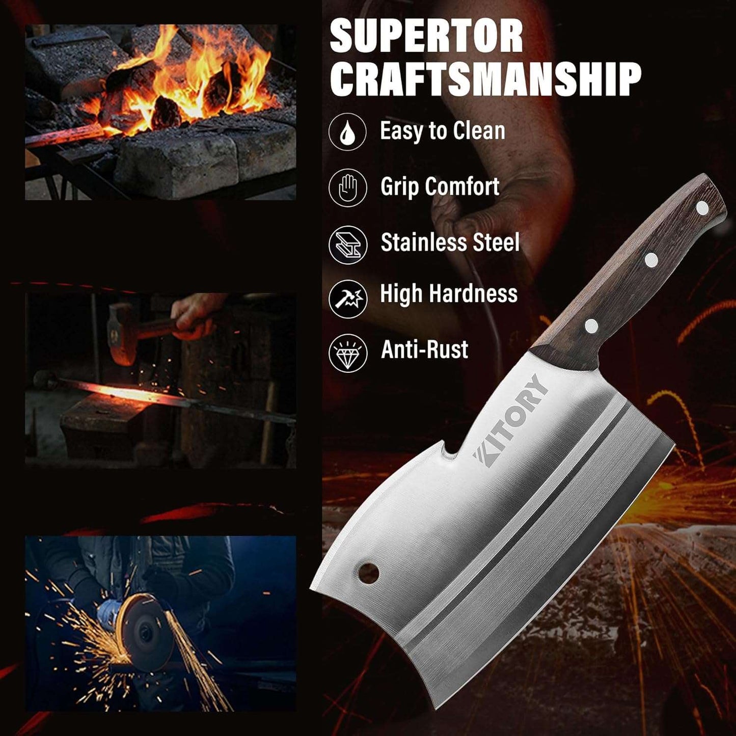 Kitory 7'' Meat Cleaver - KITORY Cutlery