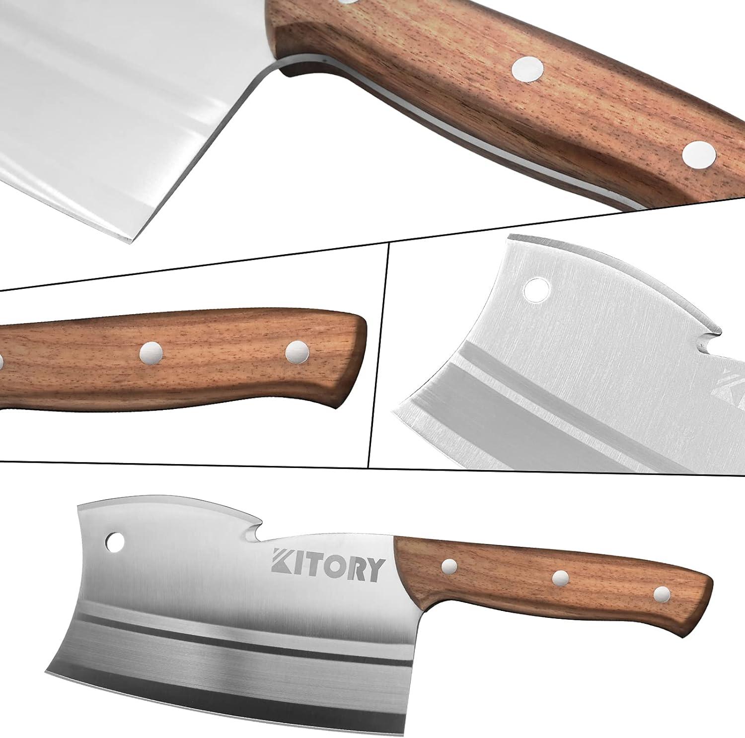 Kitory 7'' Butcher Knife Dual Edge with Pearwood Handle - KITORY Cutlery