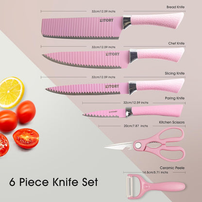 Kitory 6 Piece Pink Knife Set