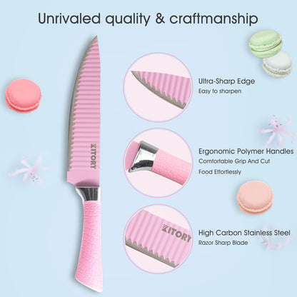 Kitory 6 Piece Pink Knife Set