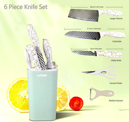 Kitory  6 Piece Cleaver Knife Sets with Knife Block