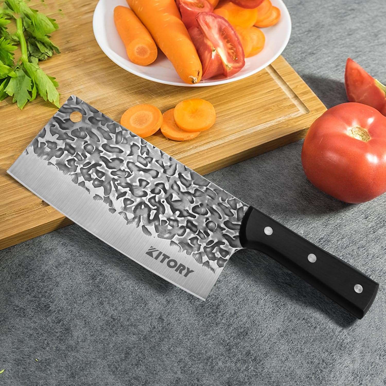 Kitory 7'' Cleaver Knife, Hand Forged High Carbon Stainless Steel - KITORY Cutlery