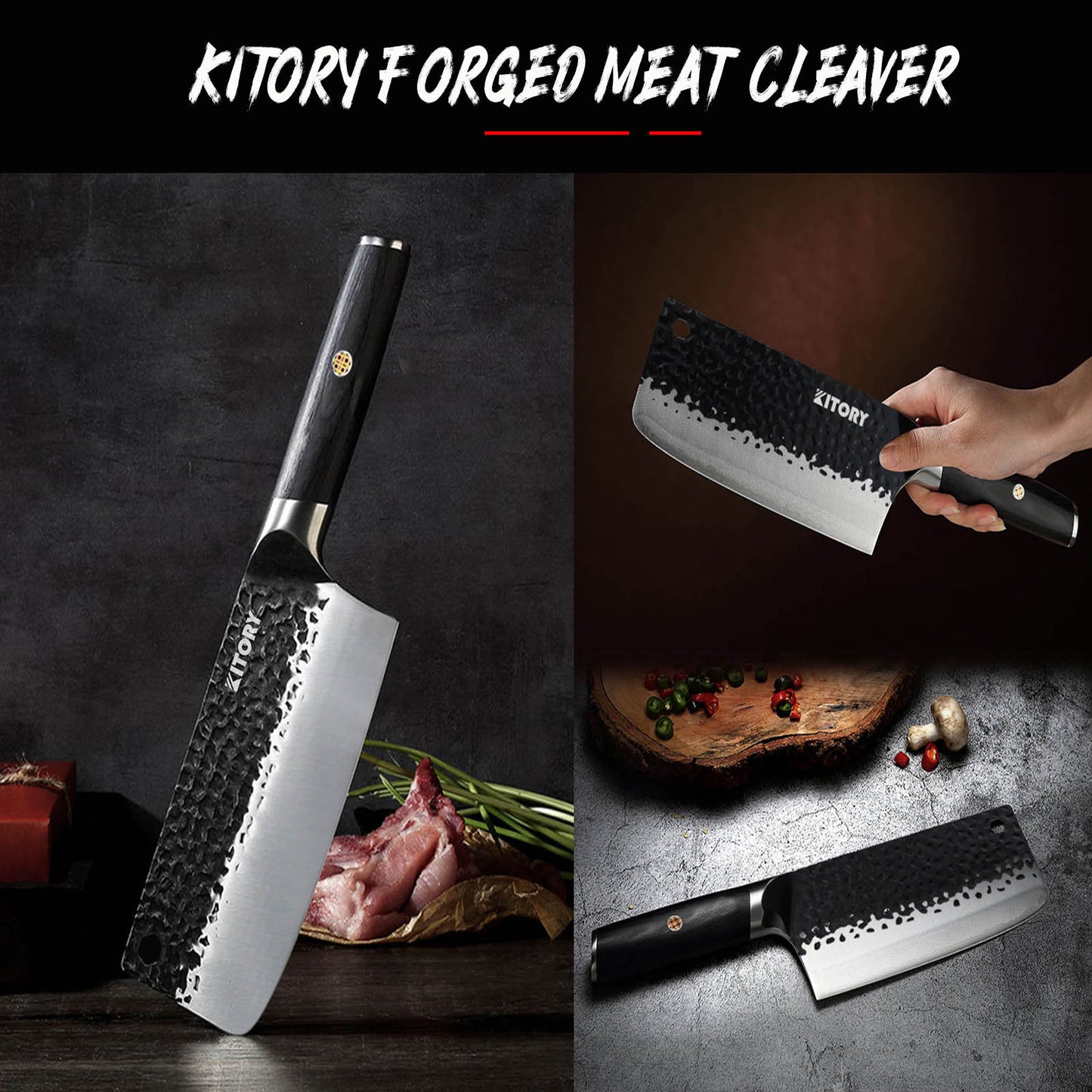  Kitory Meat Cleaver 7, Chinese Chef's Kitchen Knife - Heavy  Duty Bone Chopper Cutter - Versatile Butcher Knife for Home and Restaurant  - Metadrop Series 2023 Gifts: Home & Kitchen