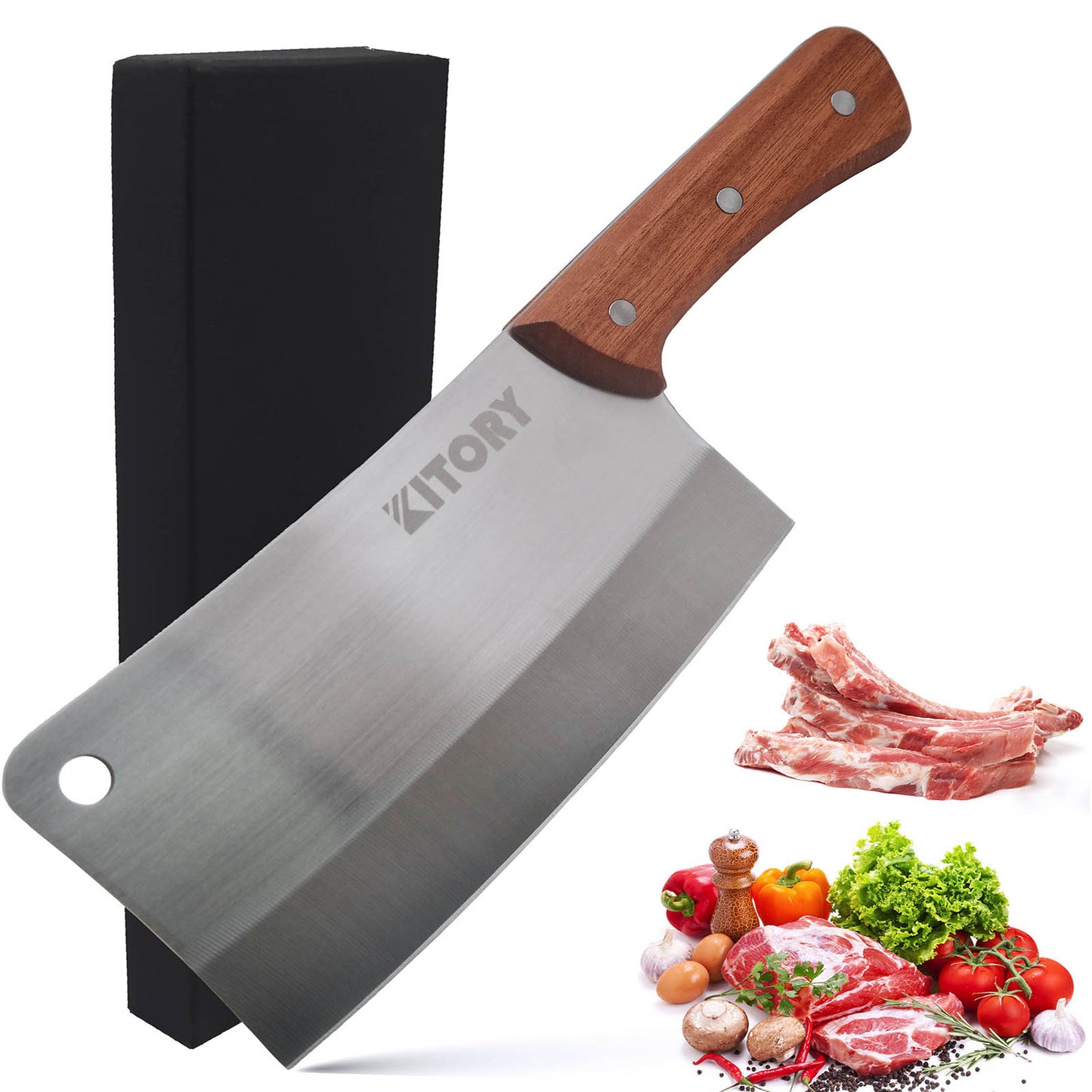 7-inch Stainless Steel Meat Cleaver Knife with Ergonomic Stainless Steel  Handle 