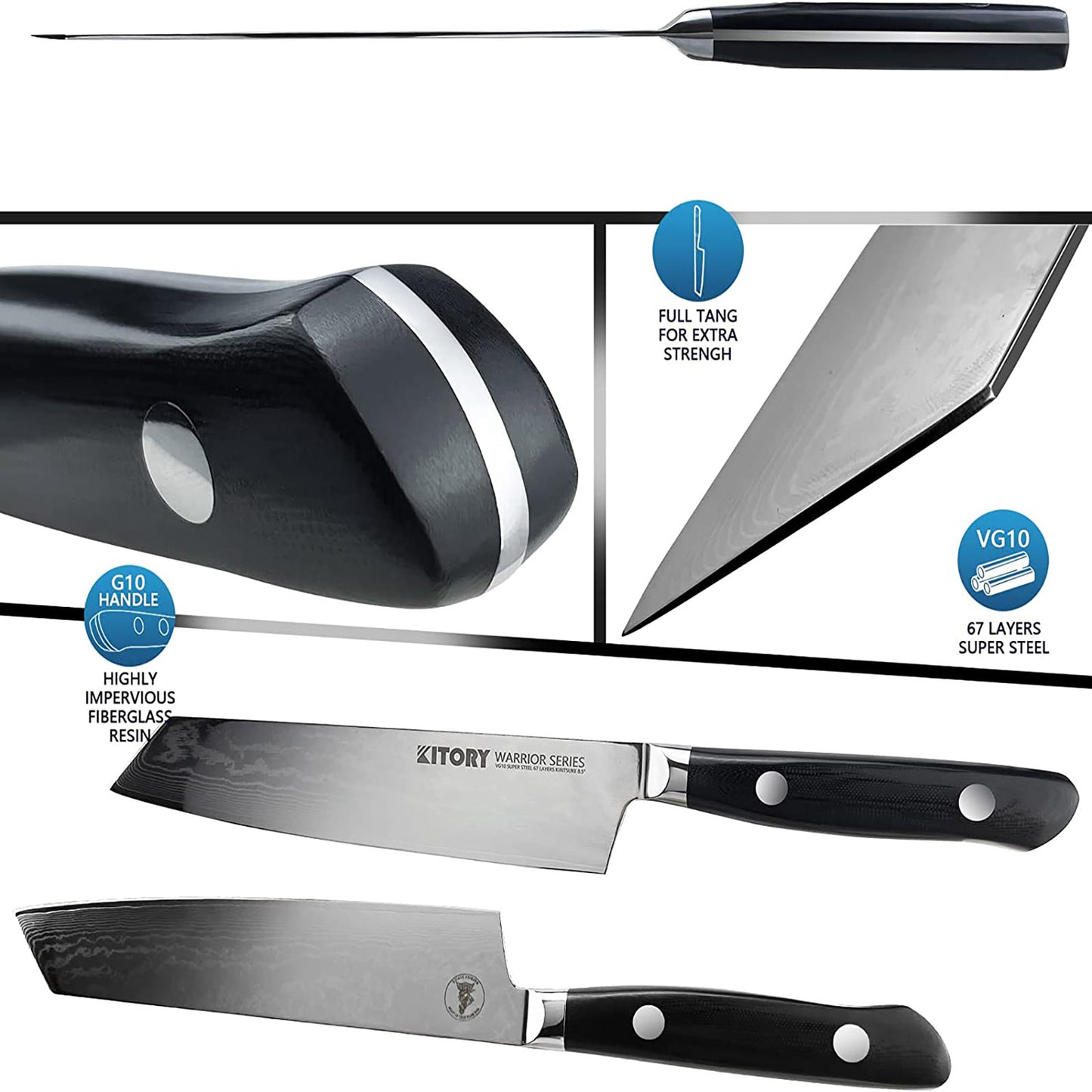 Kiritsuke Chef's Knife 8 Inch Damascus Japanese VG10 Super Steel