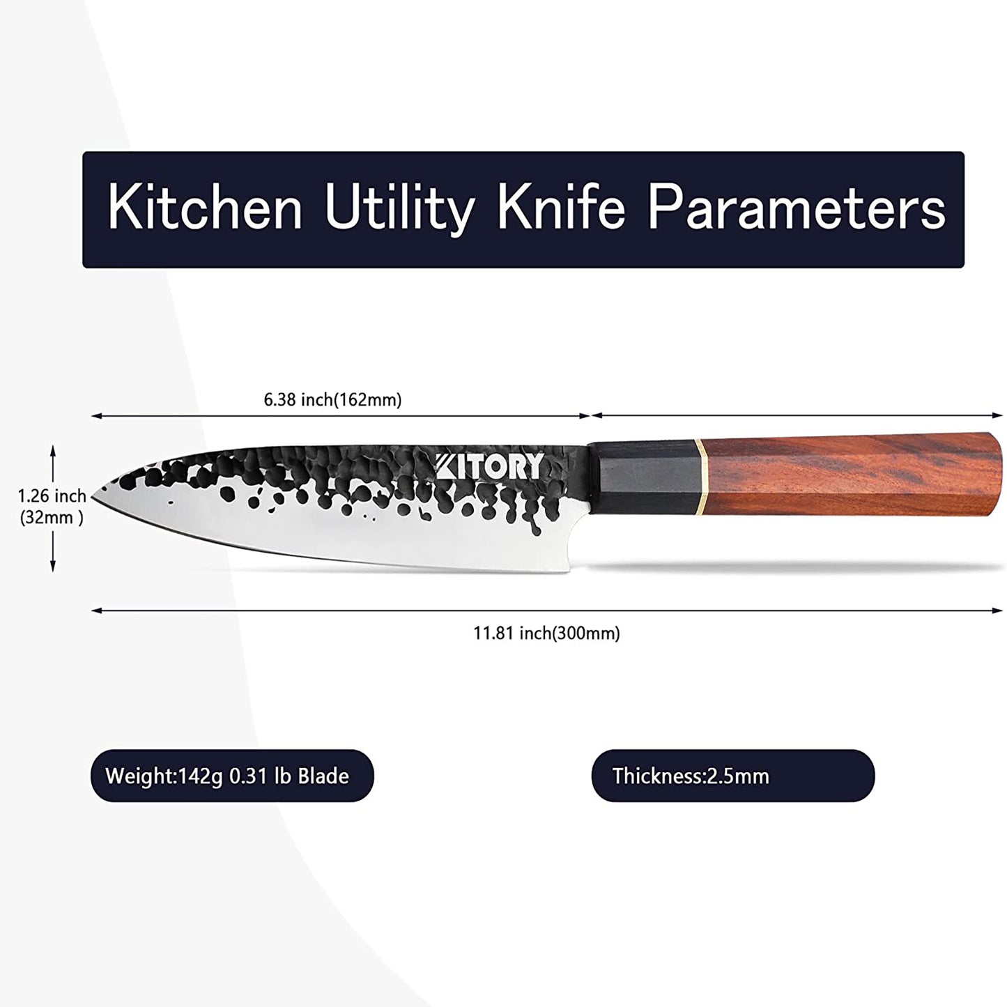  FAMCÜTE Japanese Chef Knife Set, 3 Layer 9CR18MOV Clad Steel  w/octagon Handle and Block Wooden Holder for 4Piece Kitchen Knife Set (8”  Gyuto Knife, 7” Nakiri Knife, 7” Santoku knife, 5”