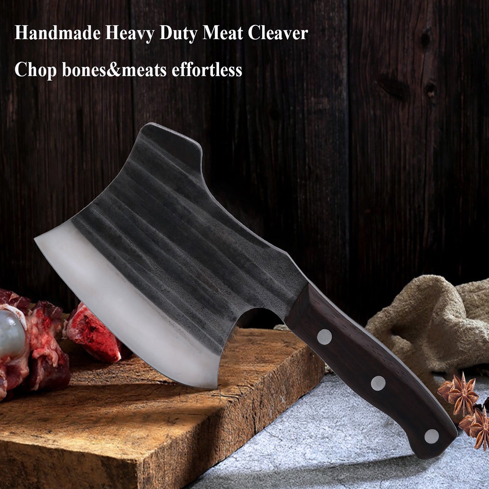 1 KG Chopping Knife Handmade Forged Kitchen Bone Knife Butcher