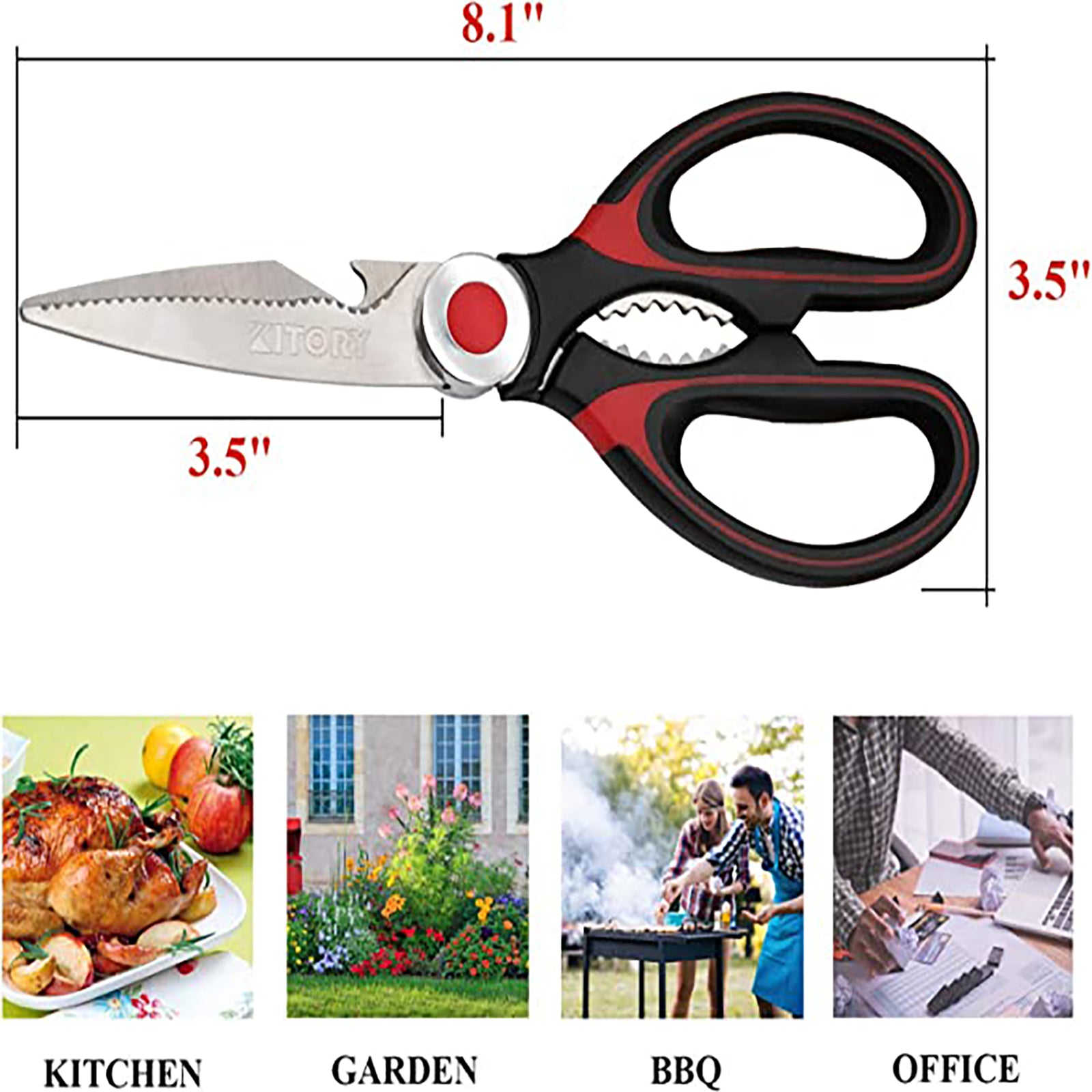 Kitory Kitchen Shears Multi-Purpose Kitchen Scissors Ultra Sharp Heavy Duty Sissors with Sheath for Poultry/Chicken/Fish/Meat/Veggies/Office/BBQ Nut