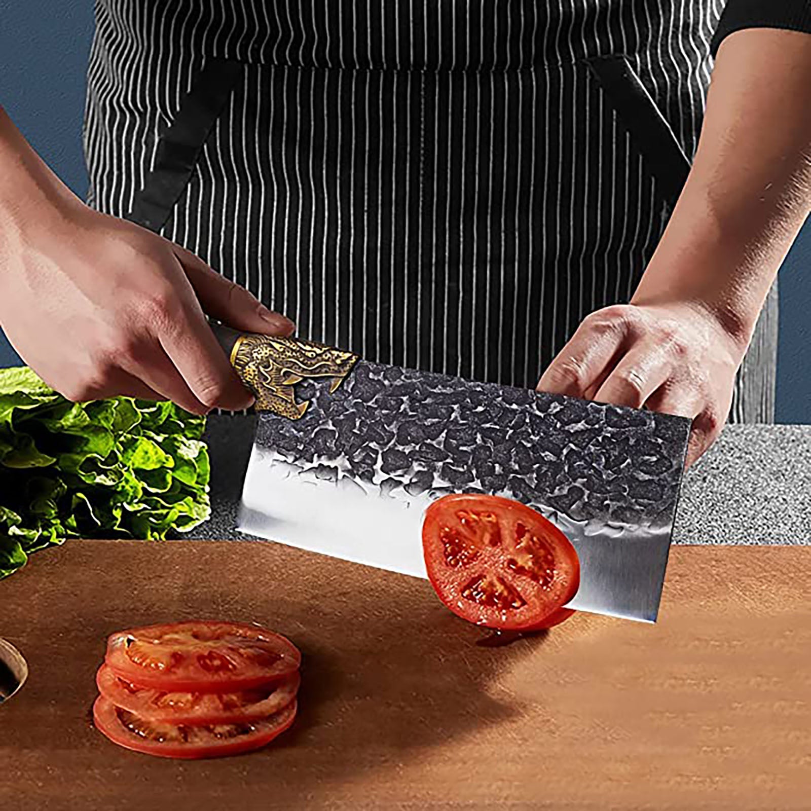 Tradisonal Asian Dragon Handmade Kitchen Cleaver Chopper Professional  Kitchen Chef Knife 