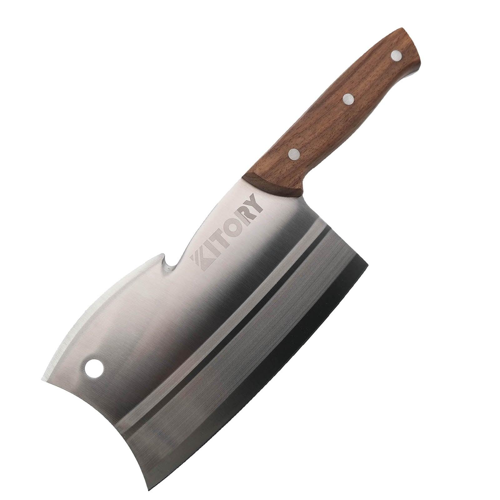 Kitory 7'' Butcher Knife Dual Edge with Pearwood Handle - KITORY Cutlery