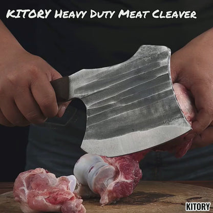 Flgocexs Meat Cleaver Knife Heavy Duty-Butcher Axe Knife Bone Chopper Stainless Steel Butcher Axe Knife with Wood Handle Bone Breaker Knife Axe Bone